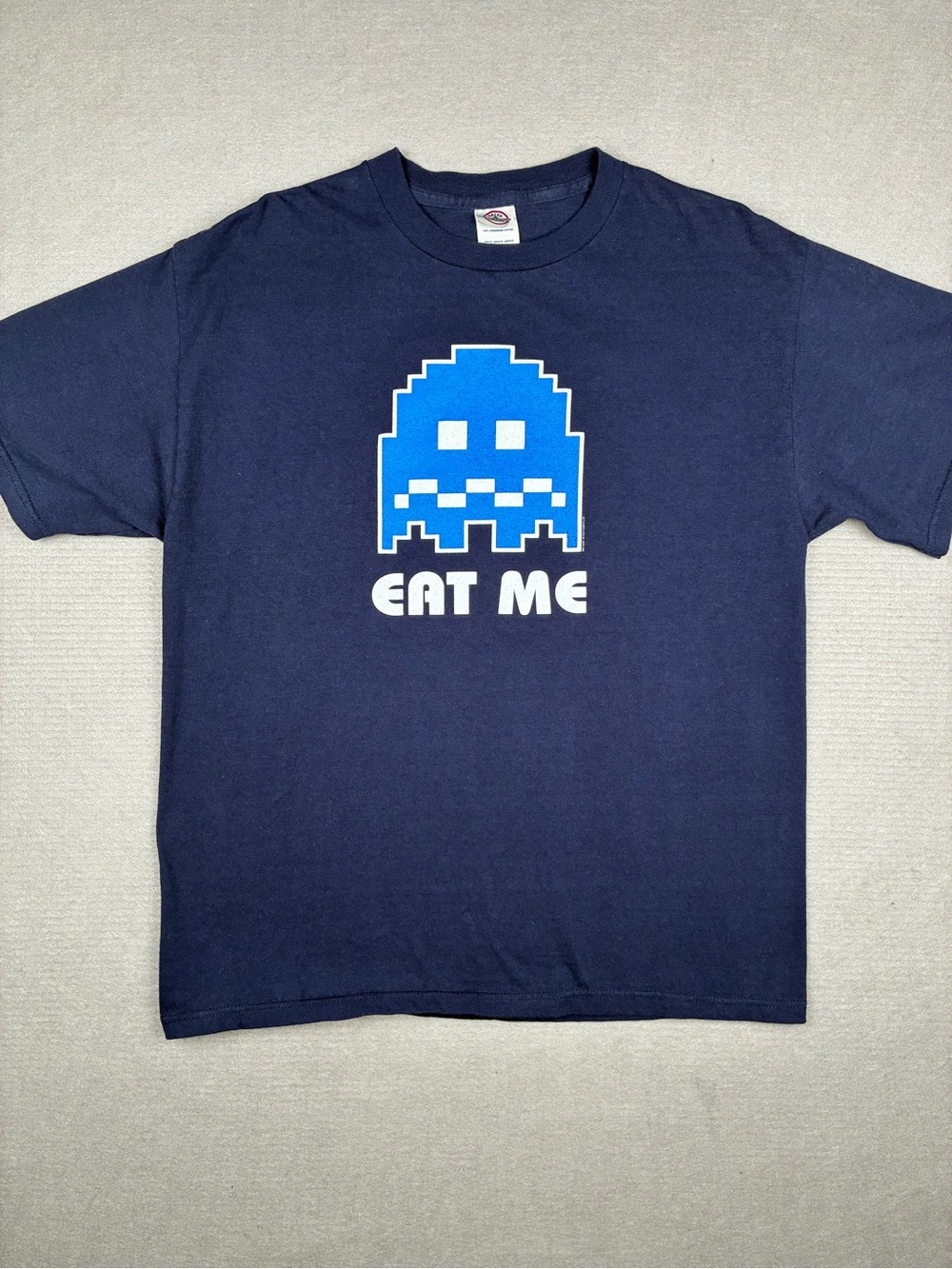 VTG 2004 Pac-Man Eat Me Ghost T-Shirt Graphic Tee Blue Large Delta Pro Weight